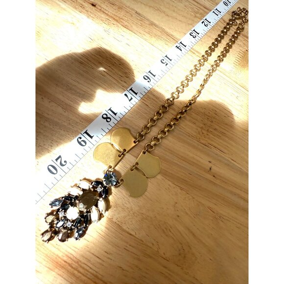 J. Crew Gold-Tone Statement Necklace With Faux Crystals & Chain Links - Picture 8 of 9